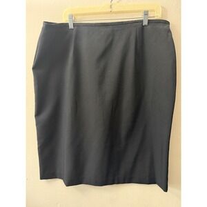 Black Pleated Back Kick Vent Pencil Skirt Size 18 Professional Career Wear